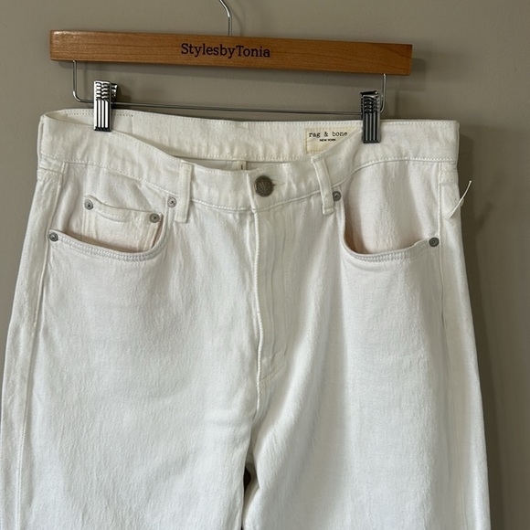Rag and Bone Harlow Mid Rise Straight Jean Optic White Stretch Sz 31 NEW - Picture 6 of 14